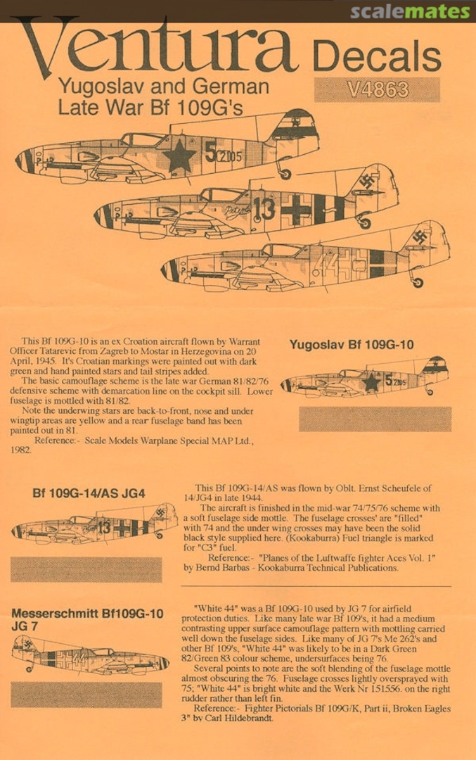 Boxart Yugoslav and German Late War Bf 109Gs V4863 Ventura