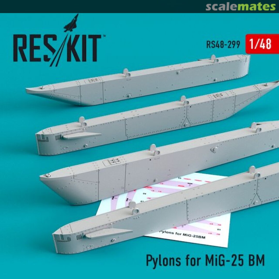 Boxart Pylons for MiG-25BM (4 pcs) RS48-0299 ResKit