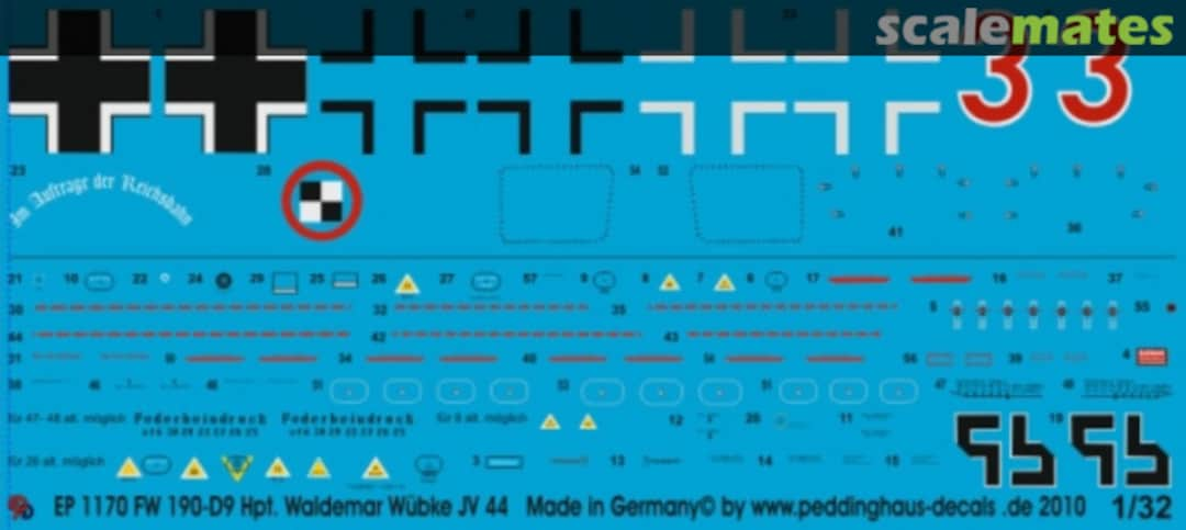 Boxart FW 190 D-9 Hptm. Waldemar Wübke JV 44 Papageienstaffel EP 1170 Peddinghaus-Decals