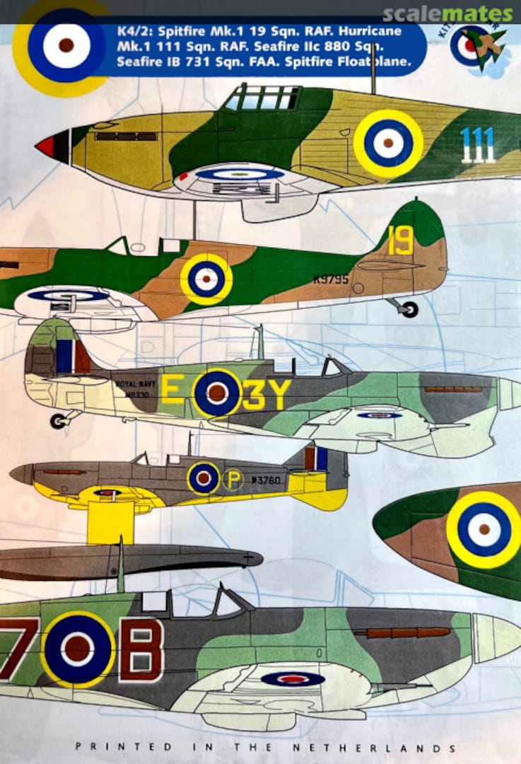 Boxart Spitfire Mk.1, Hurricane Mk.1 Seafire IB/IIC, Spitfire Floatplane K4/2 Kits at War