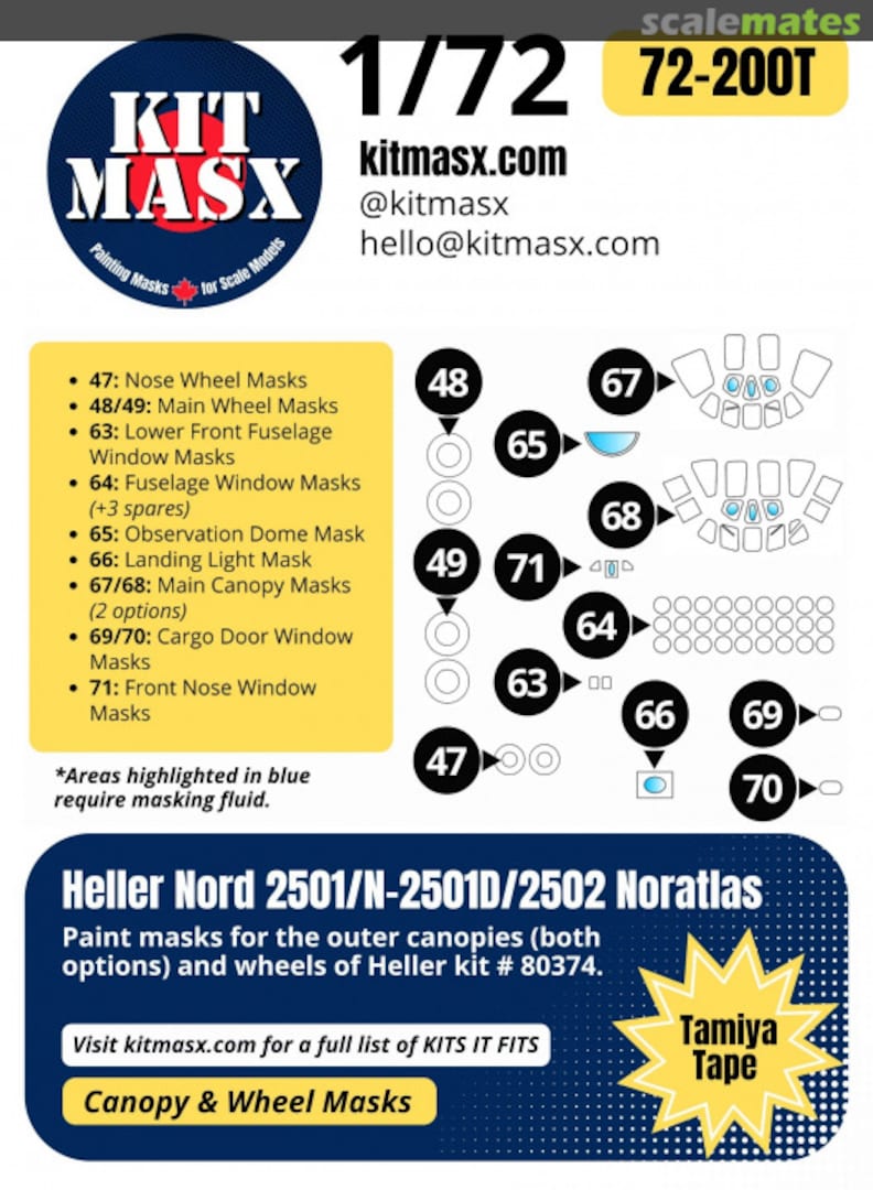 Boxart Nord 2501/N-2501D/2502 Noratlas masks 72-200T Kit Masx