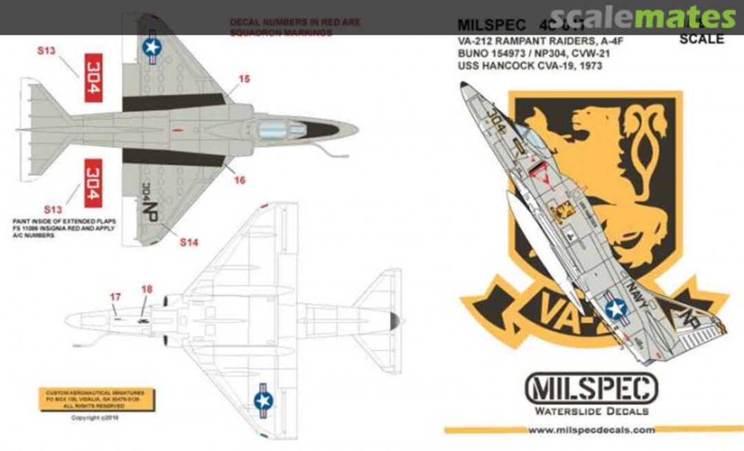 Boxart VA-212 Rampart Raiders, A-4F 48-017 Milspec