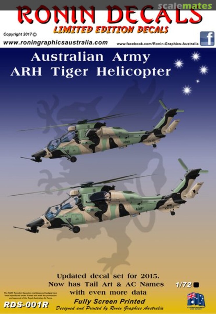 Boxart Australian Army ARH Tiger Helicopter RDS-001R Ronin Decals