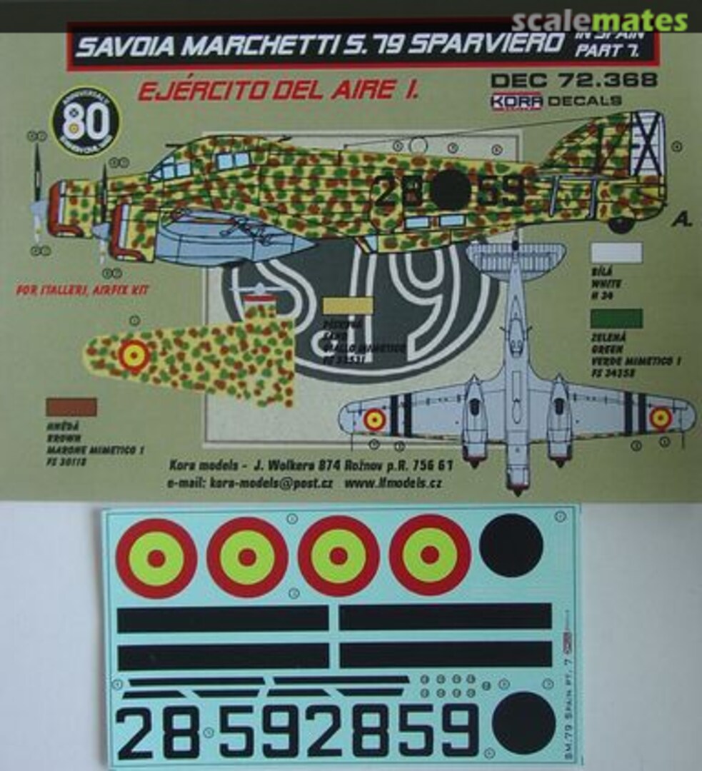 Boxart Savoia Marchetti S.79 Sparviero DEC72368 Kora Models