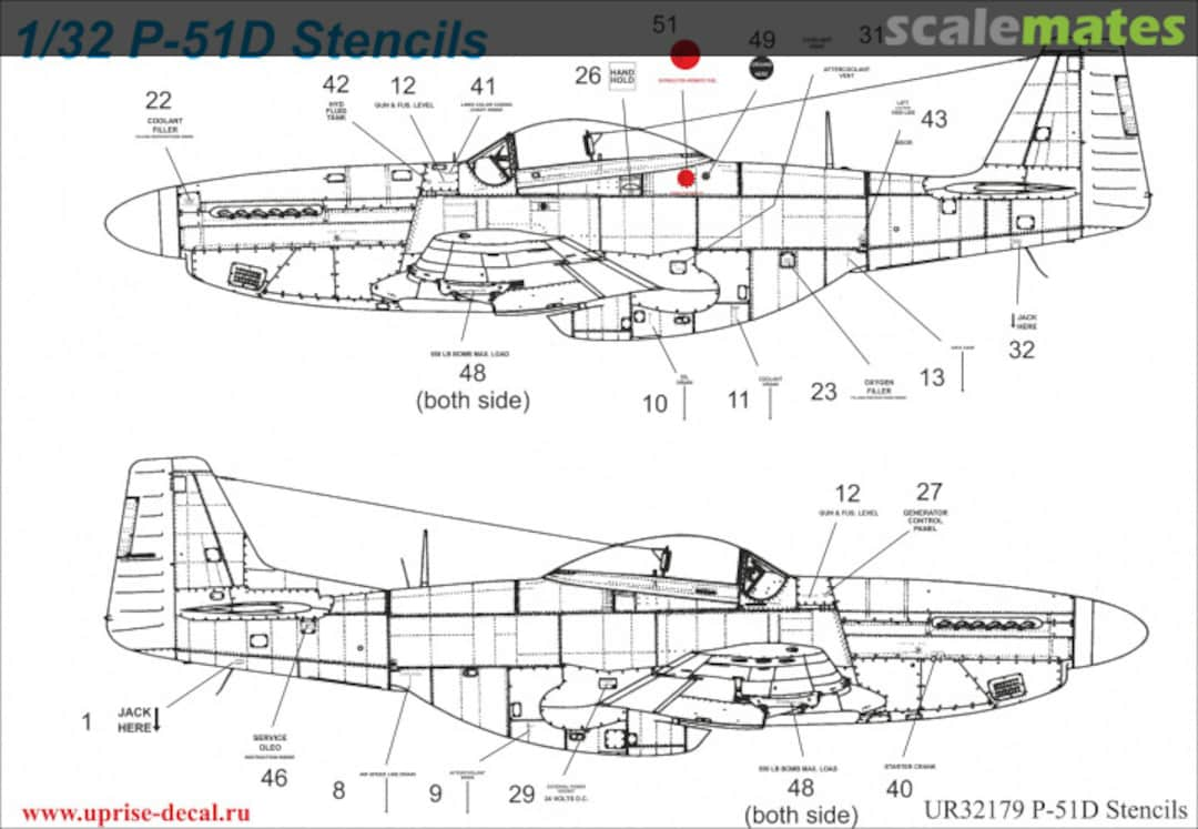 Boxart P-51 Mustang stencils UR32179 UpRise