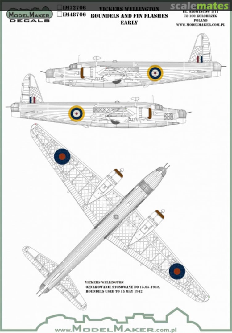 Boxart Vickers Wellington - Roundels and Fin Flashes Early IM48706 ModelMaker