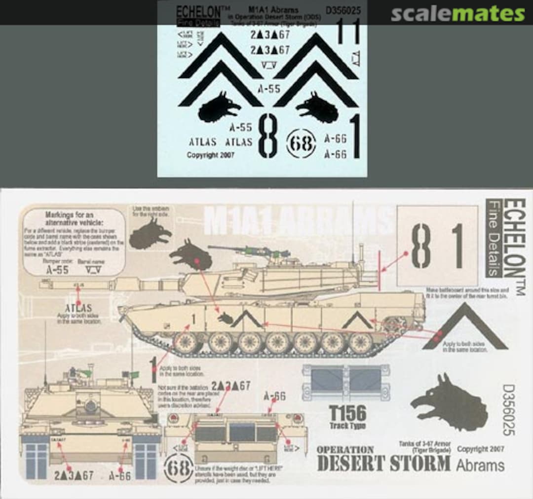 Boxart M1A1 Abrams in ODS (3-67 AR, Tiger Brigade) D356025 Echelon Fine Details