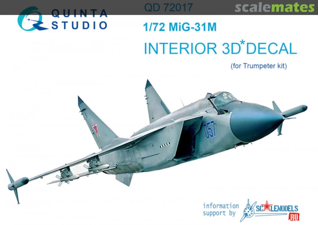 Boxart MiG-31M Interior 3D Decal QD72017 Quinta Studio