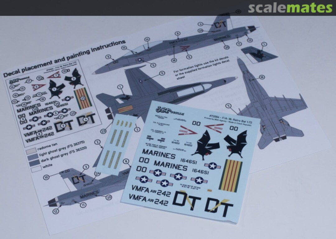 Contents Retro Bat 72004 JBr Decals