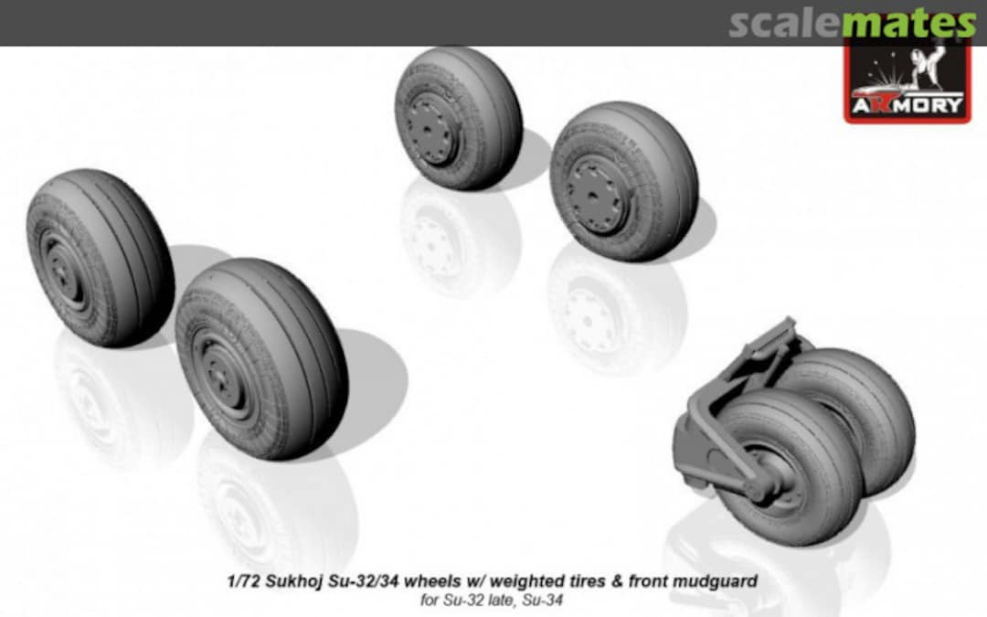 Boxart Sukhoj Su-32/34 wheels w/ weighted tires & front mudguard AW72045 Armory