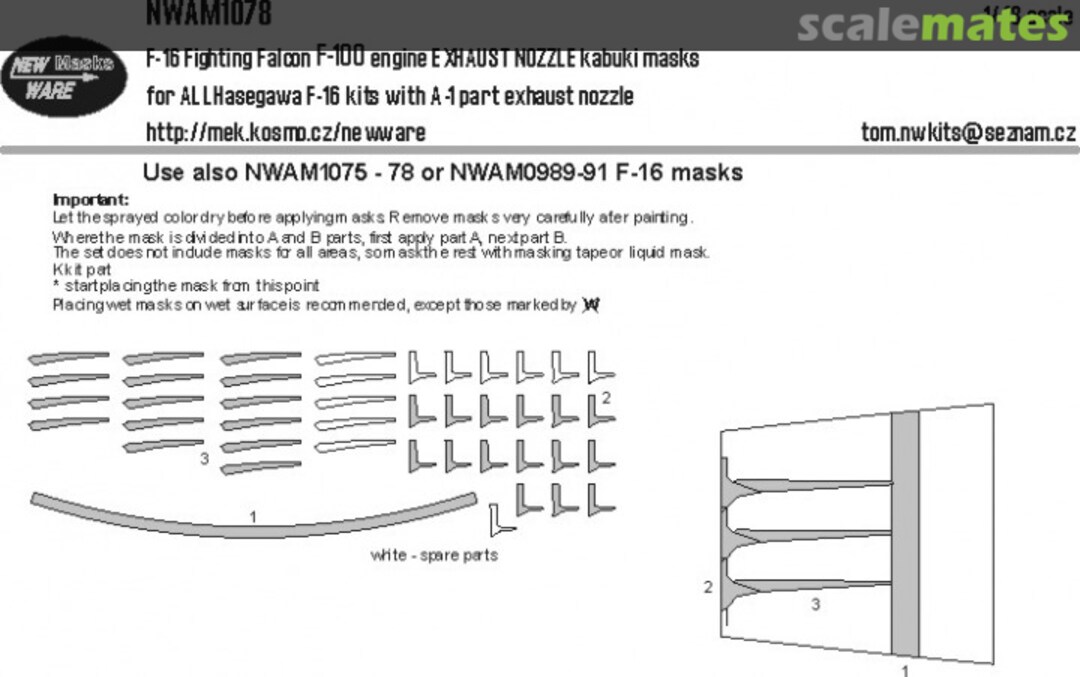 Boxart F-16 Fighting Falcon F-100 engine EXHAUST NOZZLES NWAM1078 New Ware