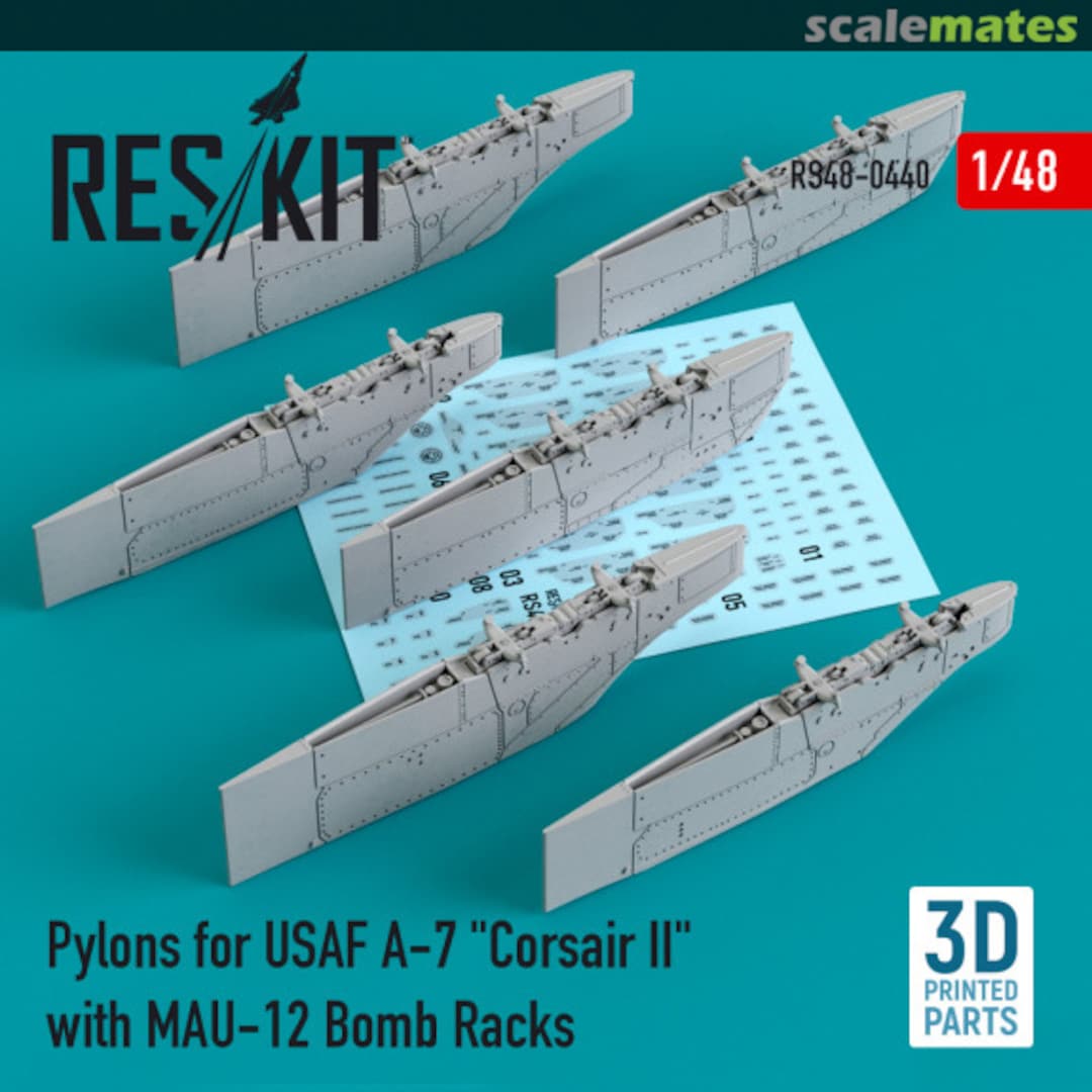 Boxart Pylons for USAF A-7 Corsair II w/ MAU-12 Bomb Racks RS48-0440 ResKit