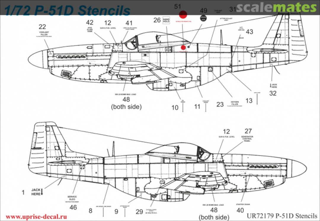 Boxart P-51D Mustang stencils UR72179 UpRise