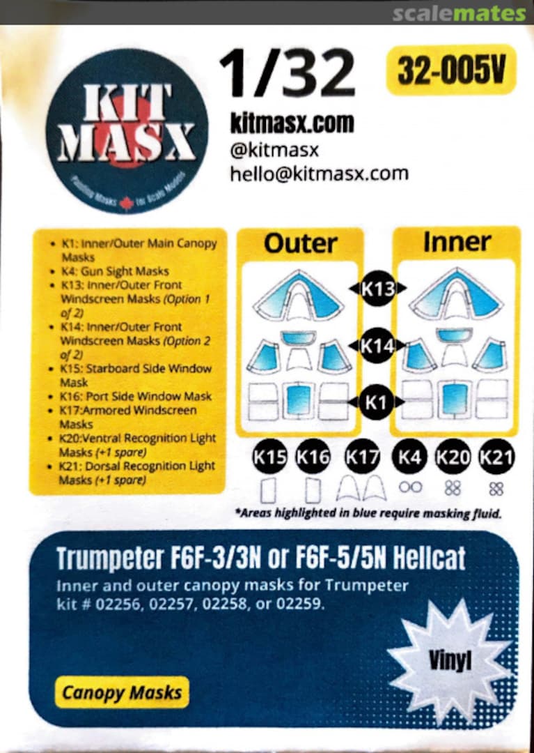 Boxart F6F-3/3N or F6F-5/5N Hellcat 32-005V Kit Masx