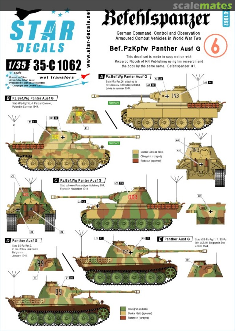 Boxart Befehlspanzer # 6 35-C1062 Star Decals