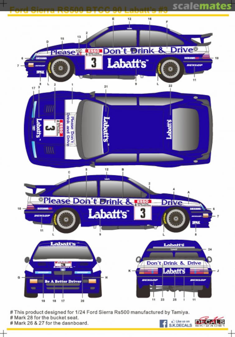 Boxart Ford Sierra RS500 BTCC 90 Labatt's #3 SK-24061 SK Decals