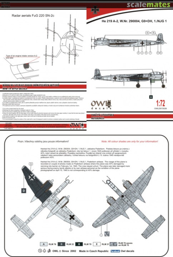 Boxart He 219 A-2, G9+DH OWLDS72026 OWL