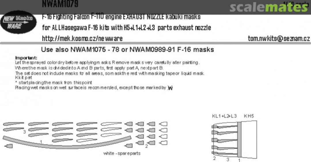 Boxart F-16 Fighting Falcon F-110 engine EXHAUST NOZZLES NWAM1079 New Ware