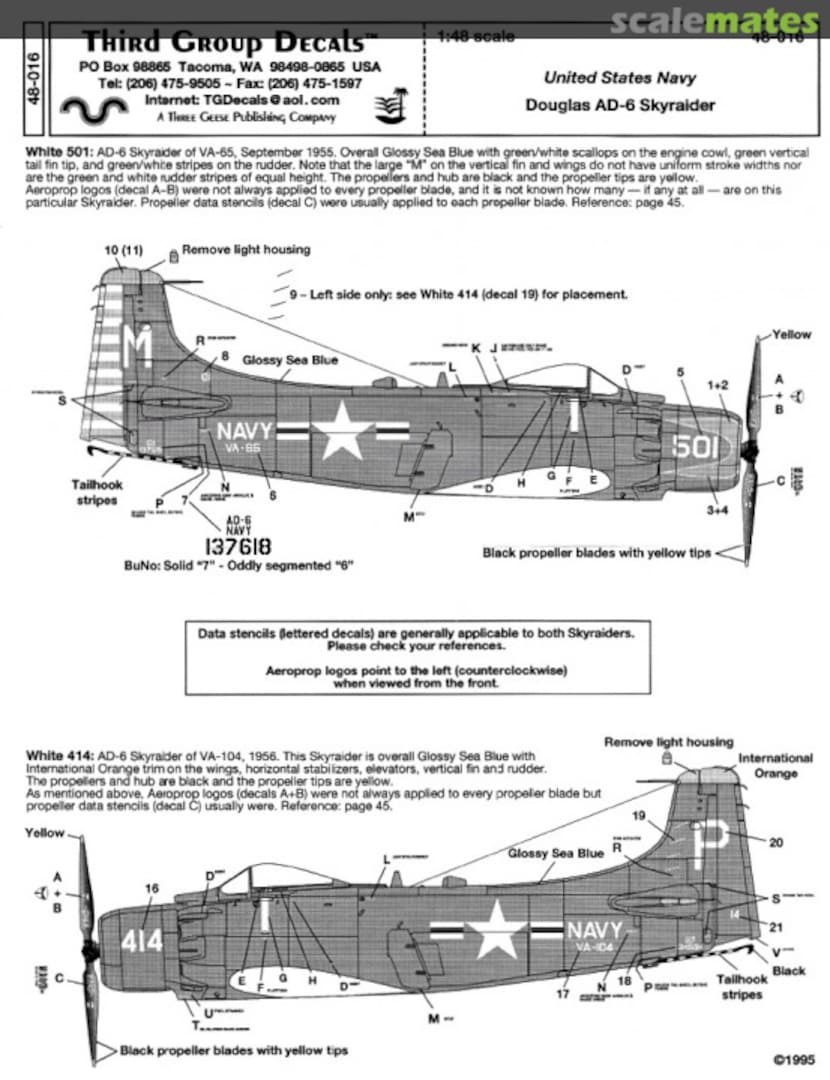 Boxart Douglas AD-6 Skyraider 48-016 Third Group Decals