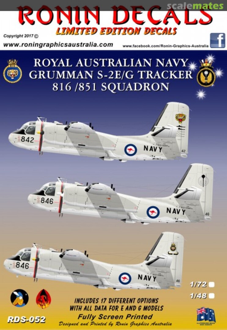 Boxart Royal Australian Navy Grumman S-2E/G Tracker RDS-052 Ronin Decals