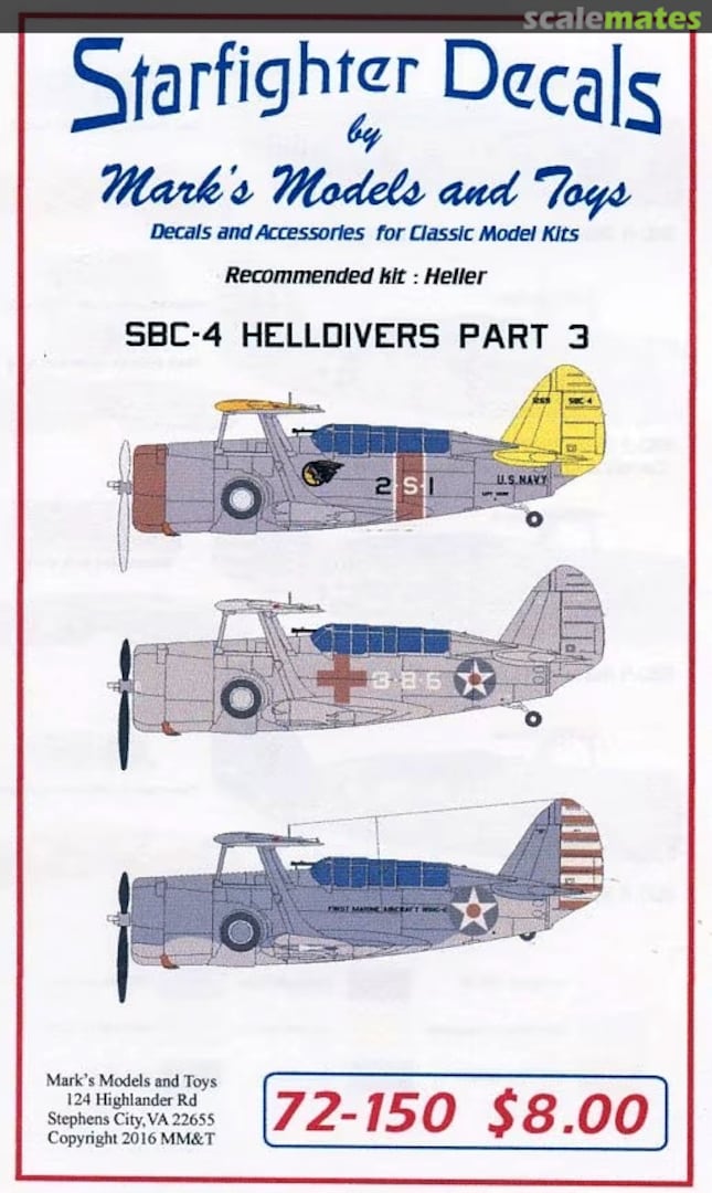 Boxart SBC-4 Helldivers Part 3 72-150 Starfighter Decals