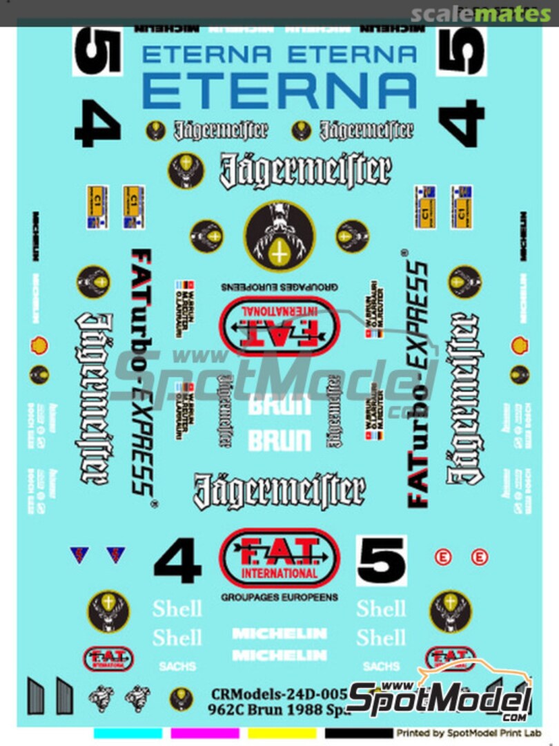 Boxart Porsche 962C Brun Motorsport Team sponsored by Jagermeister, Eterna #4, 5 PLB2-570305 Print Lab Decals