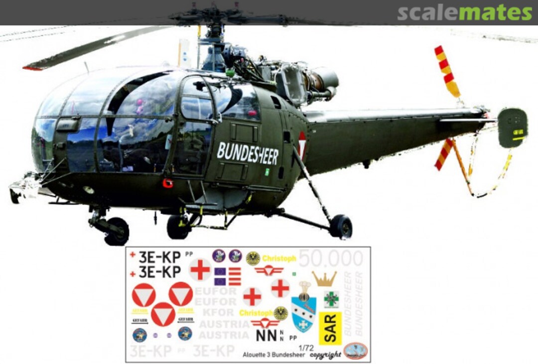 Boxart Alouette 3 Bundesheer HM 72208 Brent-Air-Decals