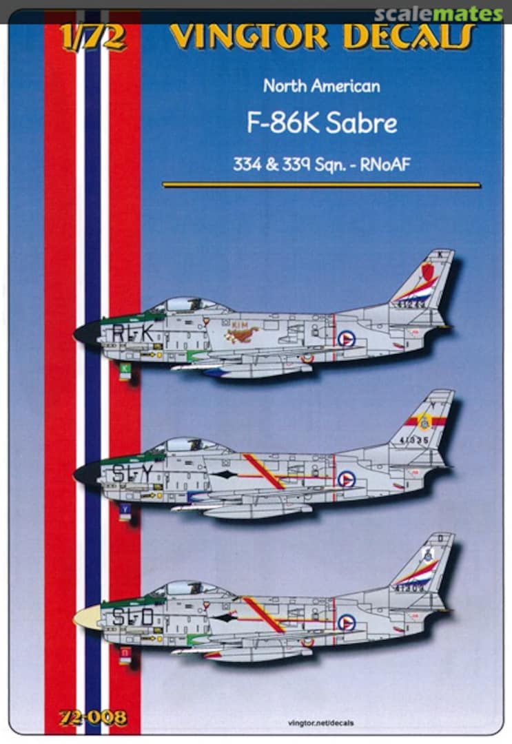 Boxart F-86K Sabre 72-008 Vingtor Decals