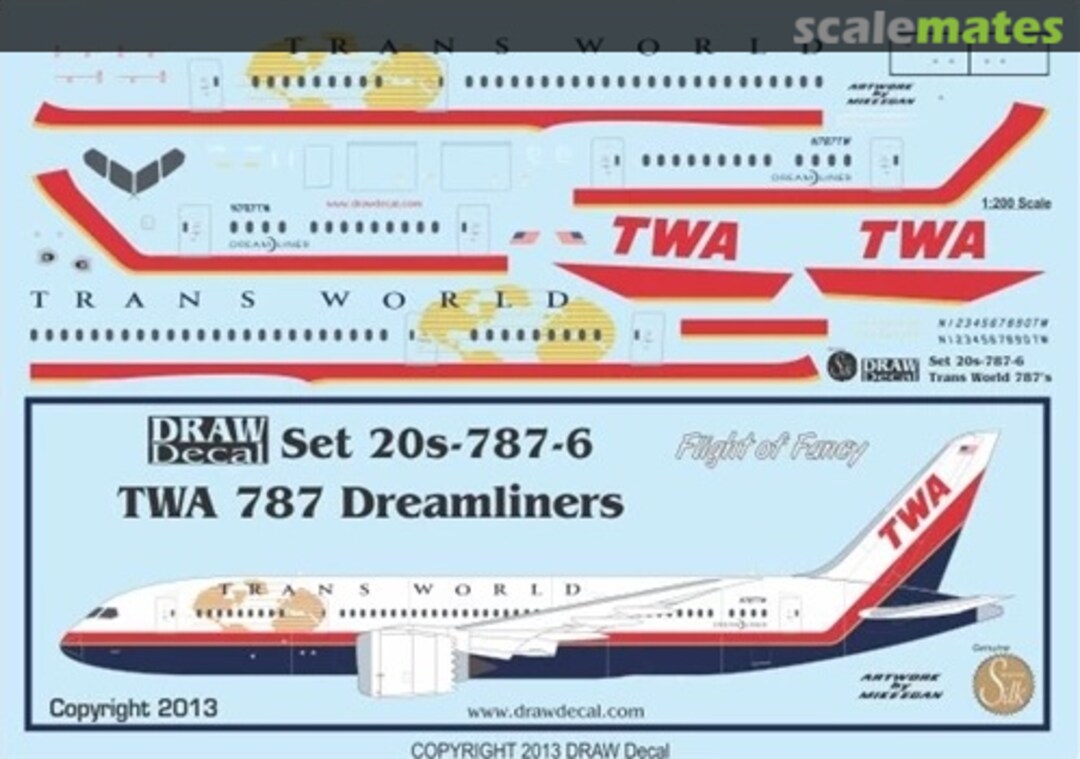 Boxart TWA 787 Dreamliner 20-787-6 Draw Decal