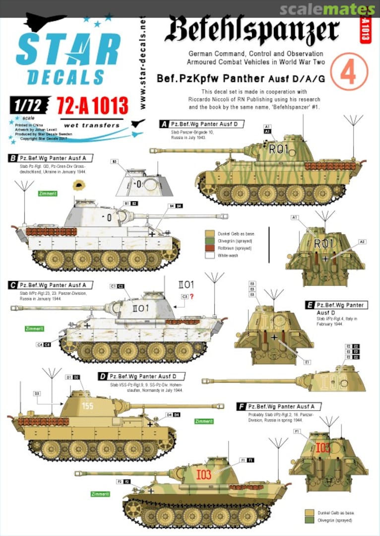 Boxart Befehlspanzer # 4 72-A1013 Star Decals