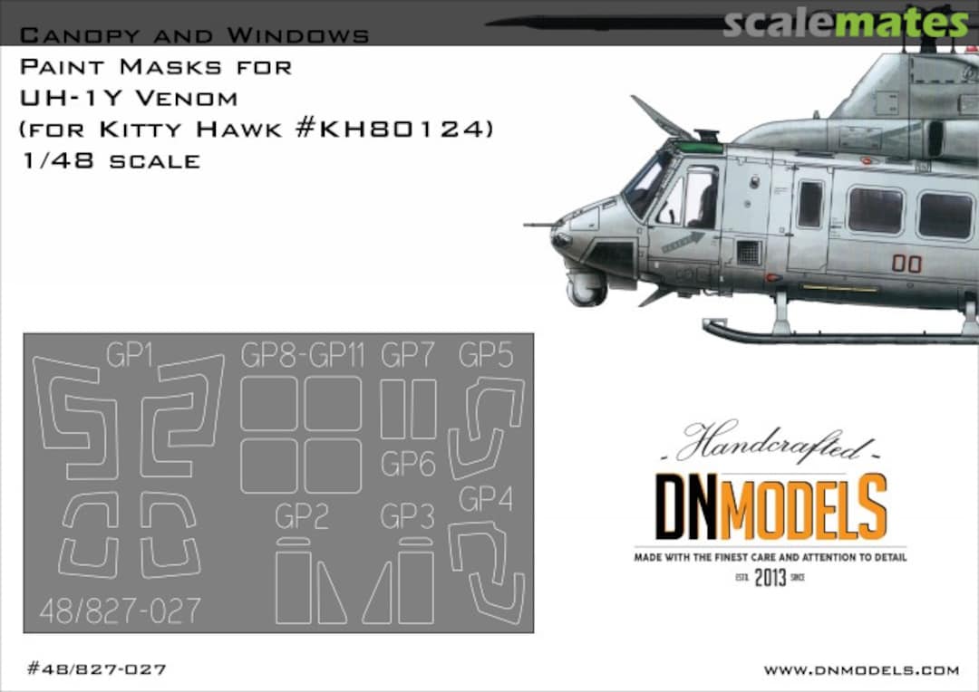 Boxart Paint Masks for UH-1Y Venom Helicopter 1/48 – Canopy & Windows 48/827-027 DN Models