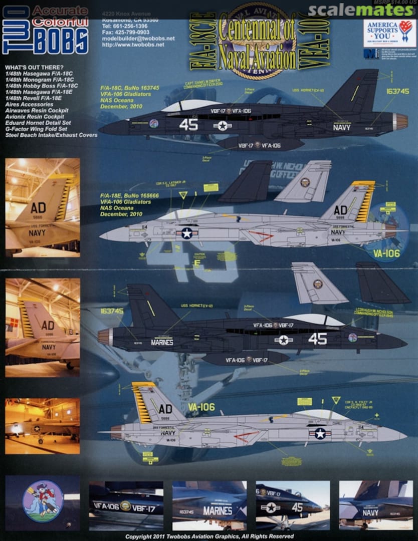 Boxart F/A-18C/E Centennial of Naval Aviation VFA-106 48-228 TwoBobs Aviation Graphics