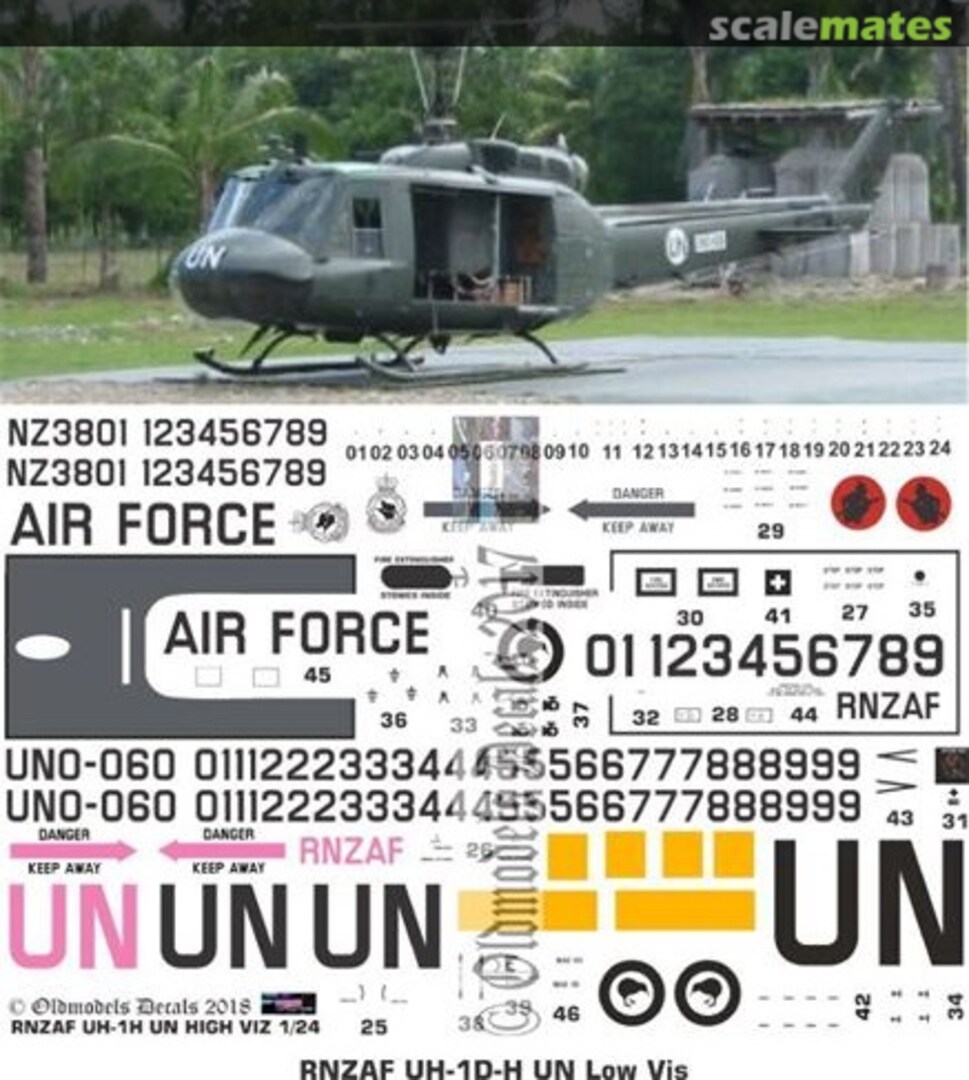 Boxart RNZAF UH-1D/H UN Low Viz OMD0346 Oldmodels Decals