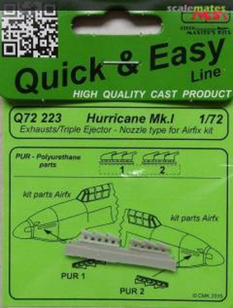 Boxart Hurricane Mk.I-Exhausts/Triple Ejector-N Q72223 CMK