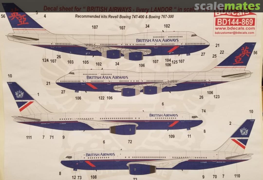 Boxart British Airways "livery LANDOR" BD144-869 Brasil Decals