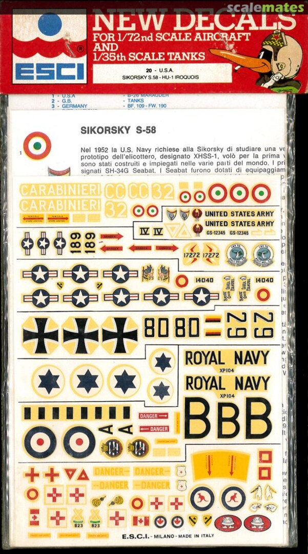 Boxart U.S.A. Sikorsky S.58 - HU-1 Iroquois 20 ESCI