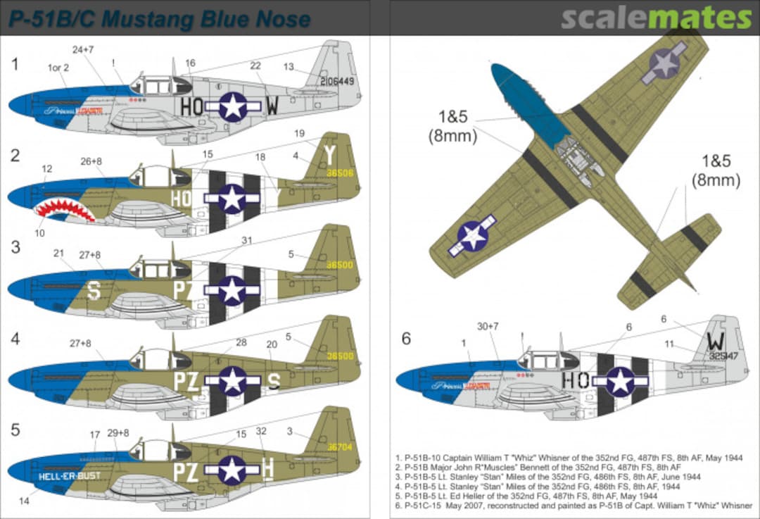 Boxart P-51B/C Mustang Blue nose UR14435 UpRise Decal Serbia