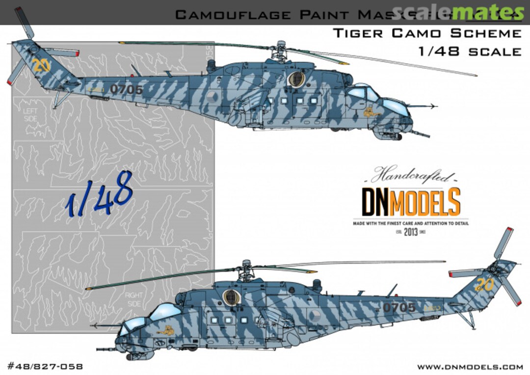 Boxart Mil Mi-24 Hind Attack Helicopter Tiger Camo Paint Mask Set 48/827-058 DN Models