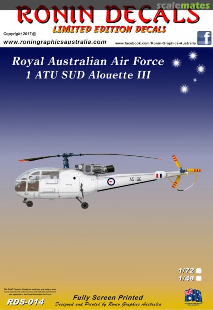 Boxart RAAF 1 ATU SUD Alouette III RDS-014 Ronin Decals