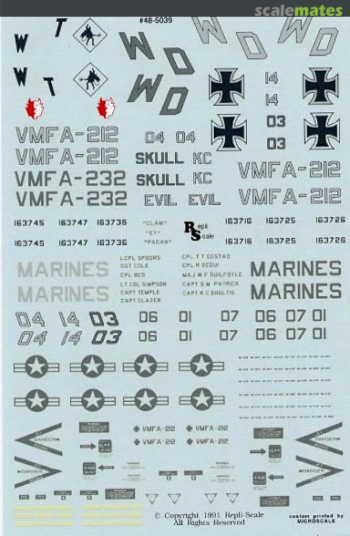 Boxart USMC F/A-18C Hornets 48-5039 Repli-scale