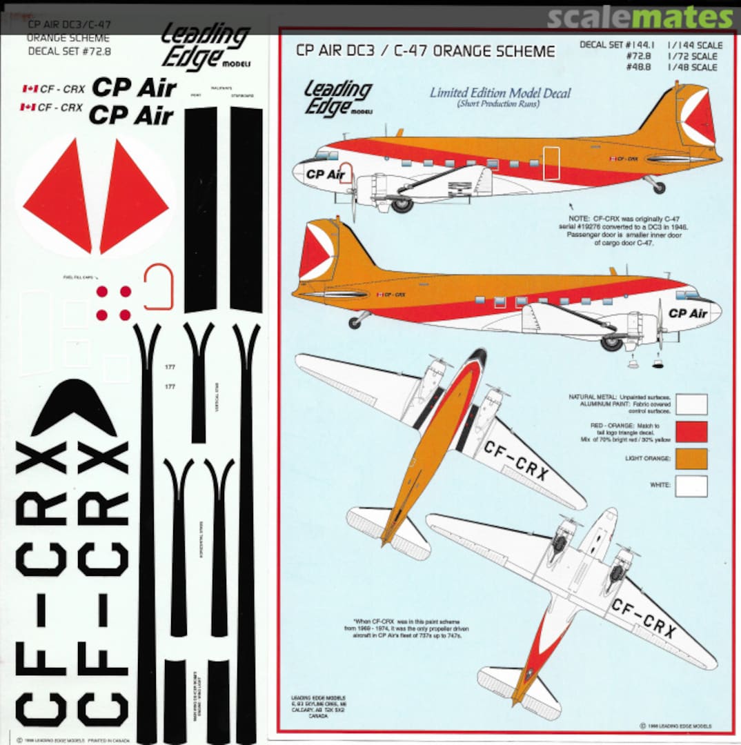 Boxart CP Air DC-3/C-47 Orange Scheme 72.8 Leading Edge