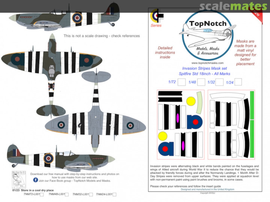 Boxart Supermarine Spitfire - Standard 18inch Invasion stripes TNM48-L001 TopNotch