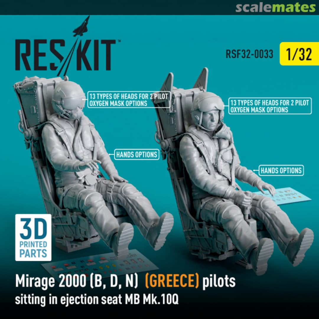 Boxart Mirage 2000 (B, D, N) (GREECE) pilots sitting in ejection seat MB Mk.10Q (2 pcs) (3D Printed) RSF32-0033 ResKit