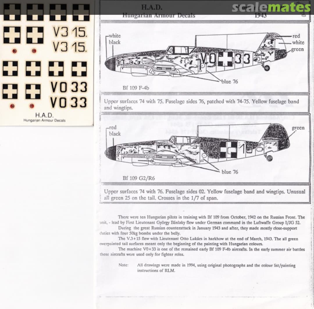 Boxart Magyar Bf 109 / 1943  Hungarian Armour Decals