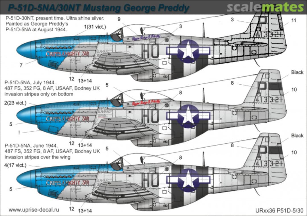 Boxart P-51D-5NA/30NT Mustang George Preddy UR14436 UpRise Decal Serbia