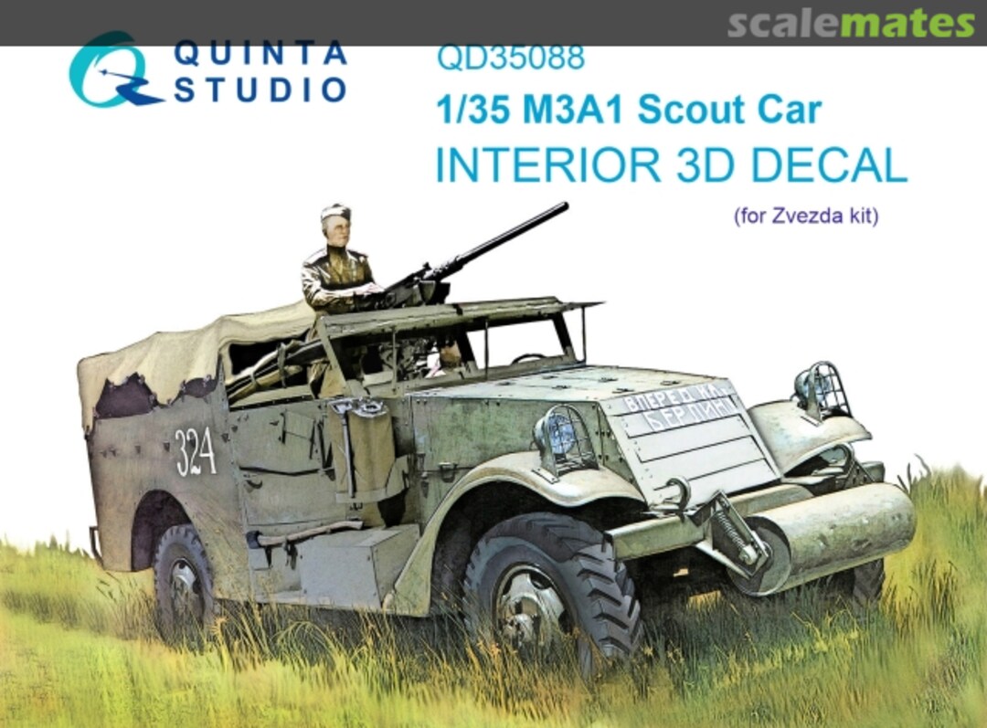 Boxart M3A1 Scout Car interior 3D decals QD35088 Quinta Studio