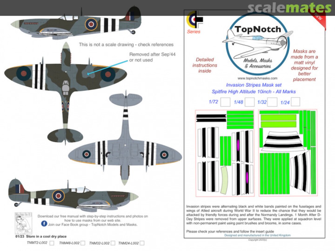 Boxart Supermarine Spitfire - High Altitude 10inch Invasion stripes TNM48-L002 TopNotch