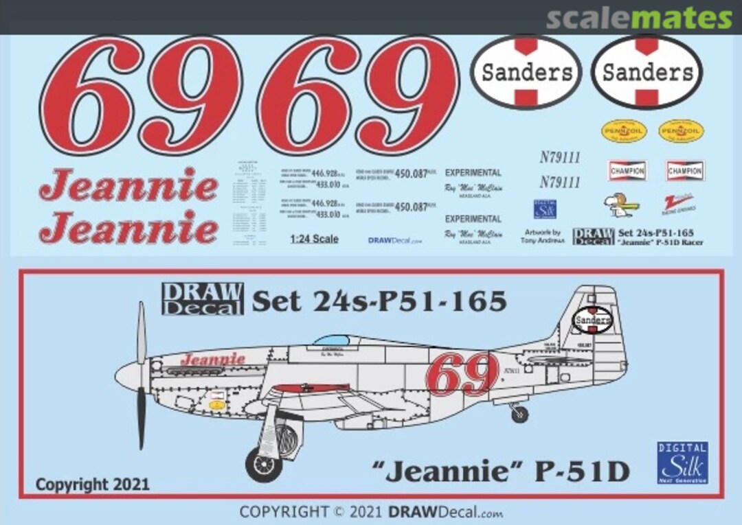 Boxart “Jeannie” P-51D Racer 24-P51-165 Draw Decal