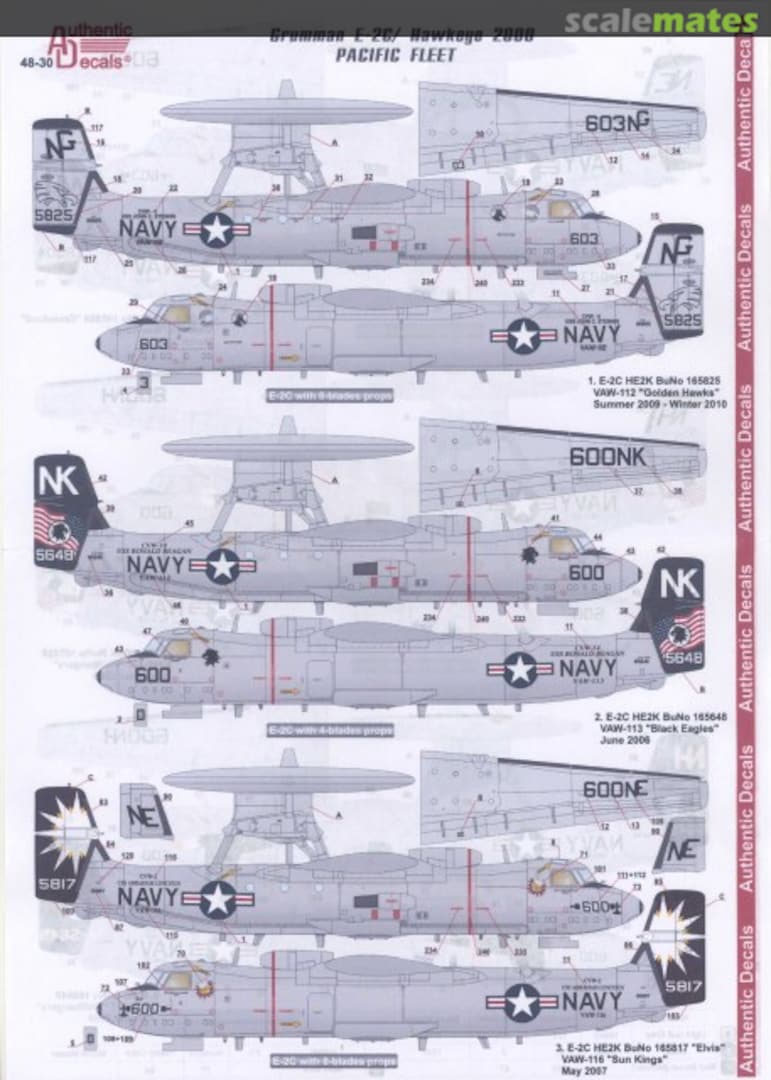 Boxart Grumman E-2C Hawkeye 2000 - Pacific Fleet 48-30 Authentic Decals