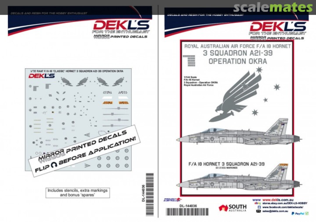 Boxart RAAF F/A-18 Hornet - 3 Sqn "Operation Okra" DL144036 DEKL's